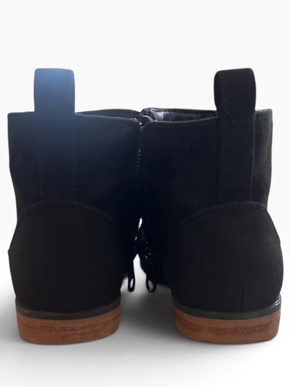 Cat & Jack Girls Black Faux Suede Side Zip Ankle Booties Size 10 Toddler 🥾